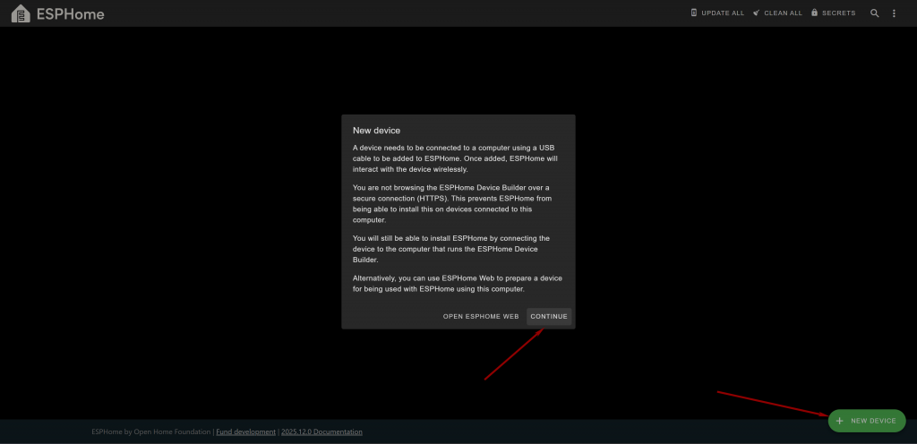 Как прошить ESP32-контроллер, если в панели управления ESPHome это сделать не получается
